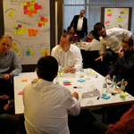 Besonders begehrt war „Design-Thinking“, bei dem die Teilnehmer ihre Wünsche an das CRM der Zukunft formulierten.